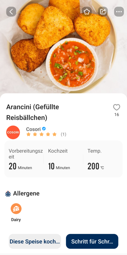 Rezepte in der App