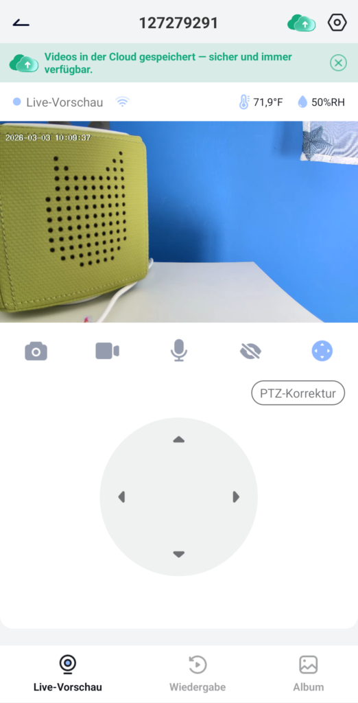 Babyphone Kamerasteuerung in der App