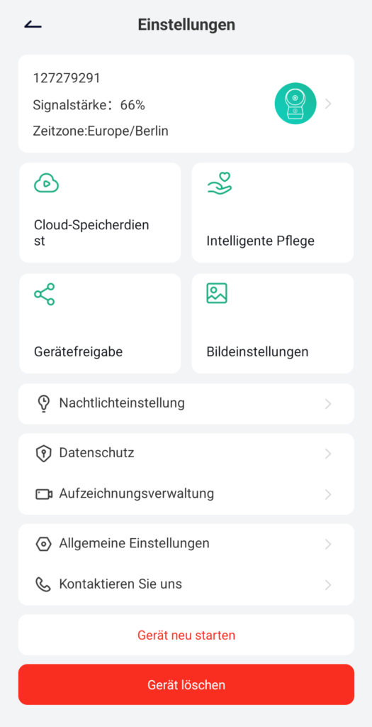 Optionen in der App