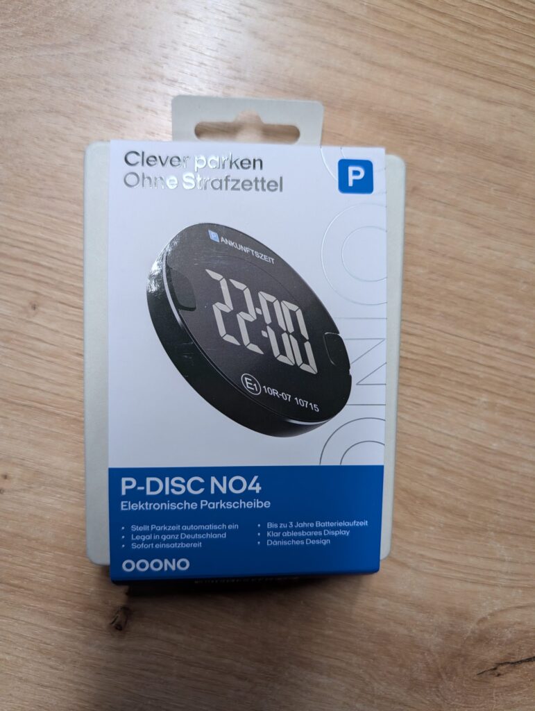 Verpackung der elektronischen Parkscheibe Front