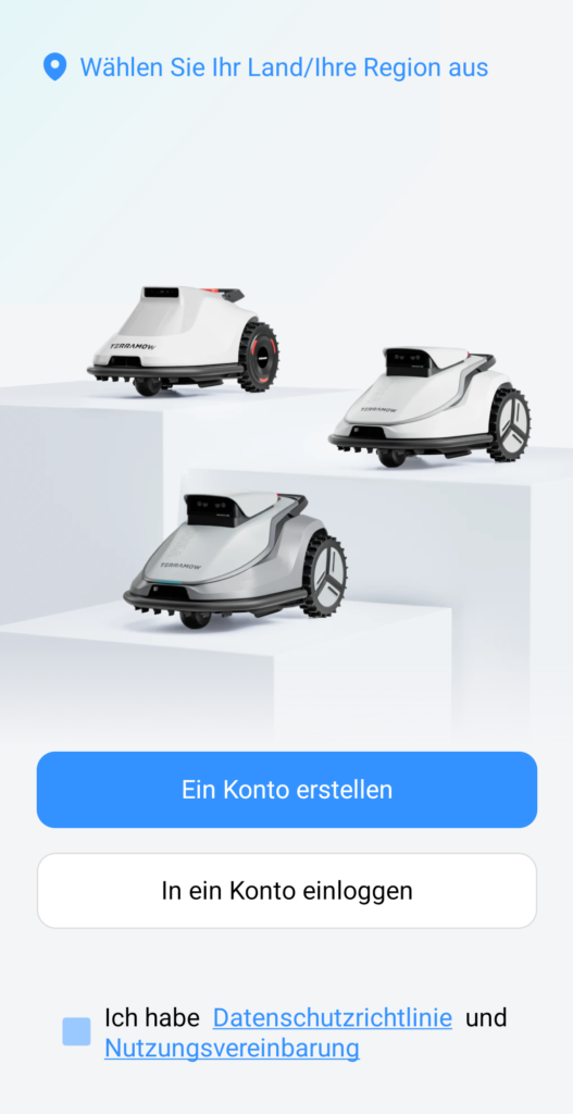 Konto anlegen in der TerraMow-App