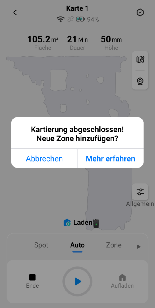 Katierung abgeschlossen und Zoneneinrichtung möglich