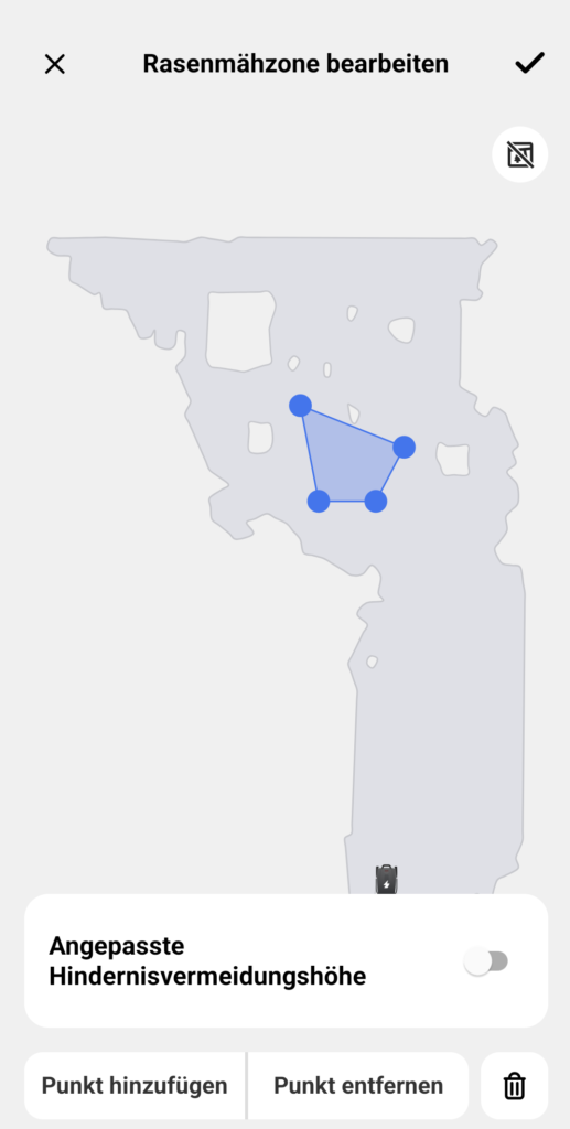 Rasenmähzone in der App einrichten