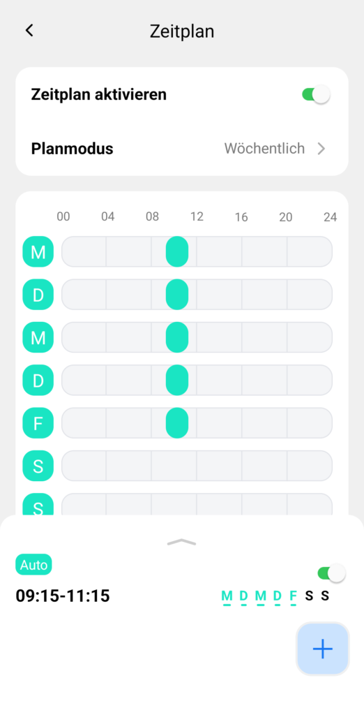 Zeitplan für den Mähbetrieb des smarten Mähroboters