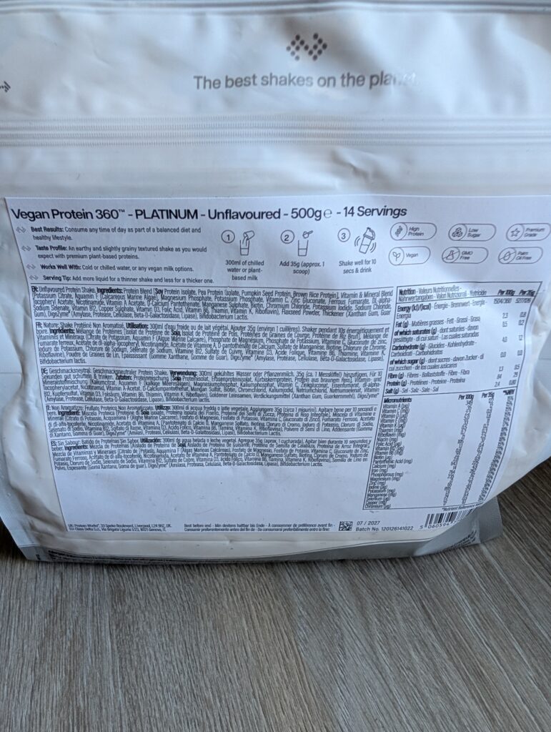 Whey 360 Platinum Vegan Protein Works Test