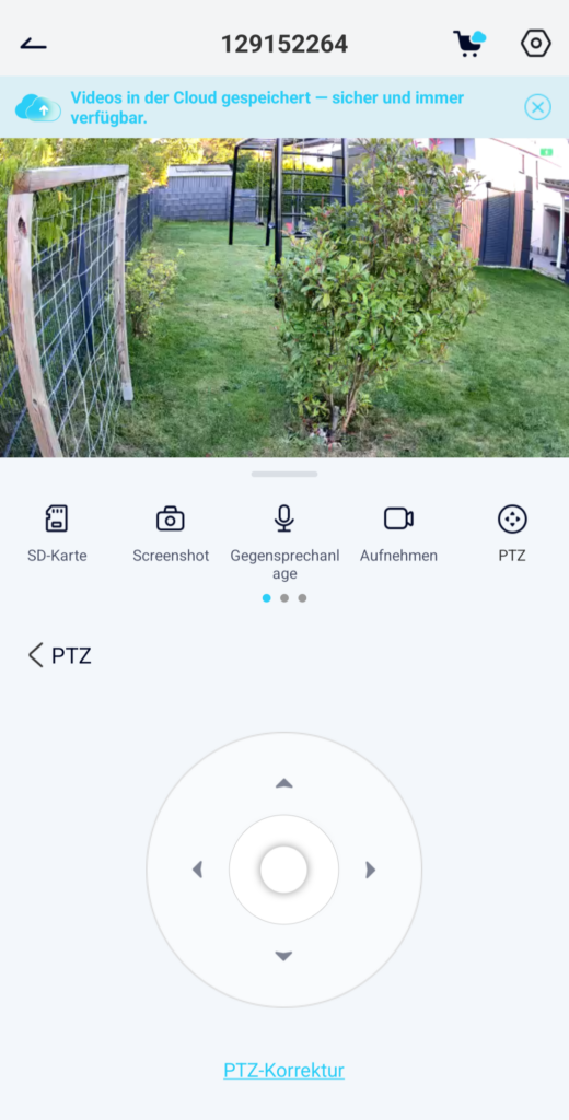 PTZ Steuerung der Überwachungskamera