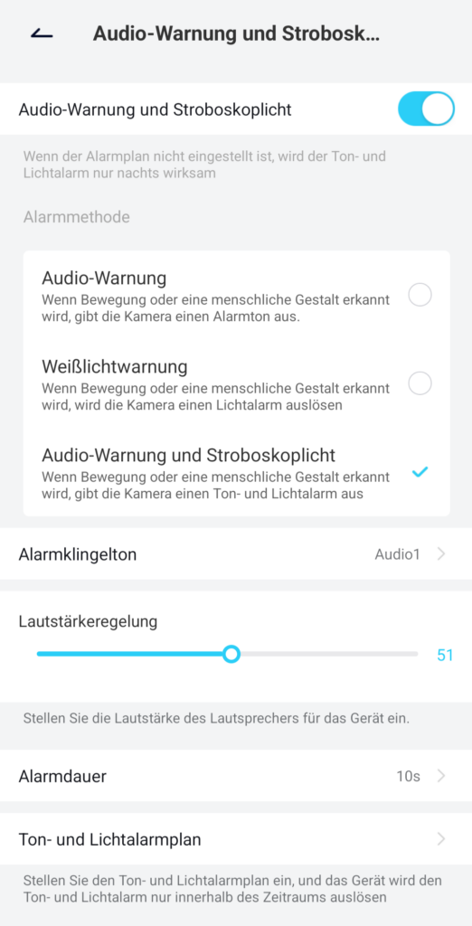 Alarmplan kann frei definiert werden