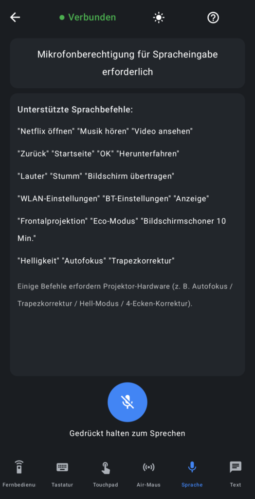 Sprachsteuerung ist über die App ebenfalls möglich