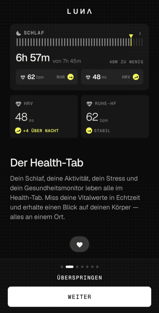 Übersicht über deine Gesundheitsdaten in der Luna App